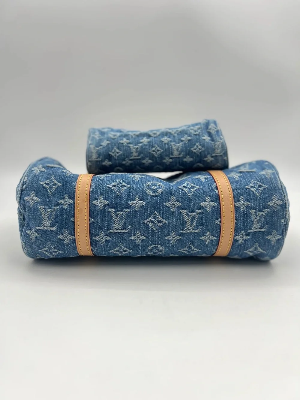 ‼️Authentic Louis Vuitton Denim Monogram Papillon Shoulder Bag With Mini Bag